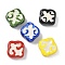 Handmade Porcelain Beads, Square, Bright Glazed Porcelain, Mixed Color, 19~19.5x19~19.5x7.5~8mm, Hole: 2mm
