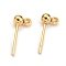 316 Surgical Stainless Steel Stud Earring Findings, Ball Stud Earring Post, with Vertical Loop, Real 18K Gold Plated, 15x7mm, Hole: 2mm, Pin, 0.8mm