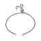 Adjustable 304 Stainless Steel Slider Bracelet/Bolo Bracelets Making, with Box Chains and Rhinestone, Stainless Steel Color, Crystal, 9-1/8 inch(23.2cm), 2mm