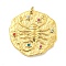 Real 18K Gold Plated PVD Vacuum Plating 304 Stainless Steel Pendants, with Rhinestone and Jump Ring, Flat Round with Constellations Charms, Scorpio, 20~21.8x20~21x2~3mm, Hole: 2mm