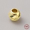 Sterling Silver Bead, Grooved Round, Golden, 3x2.5mm, Hole: 1.2mm