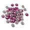 Faceted Resin European Beads, Large Hole Beads, Rondelle with Silver Color Plated Brass Cores and Glitter Powder, Medium Violet Red, 14x8.5mm, Hole: 5mm