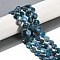 Natural Apatite Beads Strands, Faceted Pentagonal Cut, Flat Round, with Seed Beads, 10~10.5x5~6mm, Hole: 1mm, about 32~33pcs/strand, 15.75''(40cm)