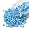 6/0 Glass Seed Beads, Ceylon, Round, Pale Turquoise, 4mm, Hole: 1.5mm, about 1000pcs/100g