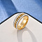 Stainless Steel with Rhinestone Finger Rings, Ring, Golden, US Size 9(18.9mm)