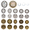 10Pcs Vintage Tibetan Style Alloy Brooch Cabochon Settings, Cadmium Free & Lead Free, with Iron Pin Brooch Back Bar Findings, with 10Pcs Transparent Glass Cabochons, Mixed Color, 28x2mm