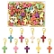 80Pcs Synthetic Turquoise Cross Pendant Decorations, with Alloy Lobster Claw Clasps, Golden, Mixed Color, 37mm, 80pcs/set