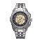 Alloy Watch Head Mechanical Watches, with Stainless Steel Watch Band, Stainless Steel Color, Black, 70x22mm, Watch Head: 55x52x17.5mm, Watch Face: 34mm