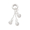925 Sterling Silver Jingle Bell Tassel European Dangle Charms, Large Hole Pendants, with 925 Stamp, Silver, 29.5mm