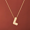 Brass Micro Pave Clear Cubic Zirconia Initial Pendant Necklaces for Women, Golden, Letter L, 15.75 inch(40cm)