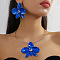 Flower Alloy Pendant Necklace & Stud Dangle Earring Sets, Golden, 350mm & 110mm