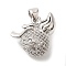 Brass Micro Pave Cubic Zirconia Pendants, Long-Lasting Plated, Cadmium Free & Lead Free, Platinum, 16x15x10mm, Hole: 6.5x3mm
