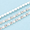 Iron Rhinestone Cup Chains, with ABS Plastic Imitation Pearl, with Spool, Silver, Clear, 2.5x2x2mm, about 10yard/Roll