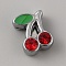 Alloy Rhinestone Slide Charms, with Enamel, Cherry, Platinum, Light Sapphire, 11x8.5x5mm, Hole: 8x1.5mm