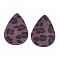 Imitation Leather Big Pendants, with Faux Fur, teardrop, Purple, 55x36x1mm, Hole: 1mm
