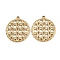 304 Stainless Steel Pendants, Ion Plating(IP), Flat Round Charm, Real 18K Gold Plated, 24x22x1.5mm, Hole: 1.8mm