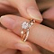 Retro Brass Micro Pave Clear Cubic Zirconia Finger Rings for Women, Imitation Crossed Star Orbits, Golden, Inner Diameter: Adjustable