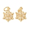 Brass Micro Pave Cubic Zirconia Pendants, Snowflake Charms, Cadmium Free & Lead Free, Rack Plating, Long-Lasting Plated, with Jump Ring, Real 18K Gold Plated, 12.5x9x2mm, Hole: 3.2mm