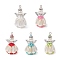 Pearlized Glass Pearl Beads  Pendants, Angel Charms, with Alloy Wings and Iron Findings, Mixed Color, 41x22x20mm, Hole: 3mm