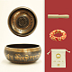 Tibetan Brass Singing Bowl & Wood Striker & Cloth Mat Set RELI-PW0004-02C-01-1