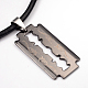 Alloy Razor Blade Pendant Necklaces for Men NJEW-L401-36B-1