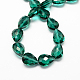 Faceted Teal Transparent Glass Drop Bead Strands X-GLAA-S002-14x10mm-06-2