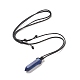 Collana con pendente a proiettile in lapislazzuli naturale con cordini cerati per donna NJEW-M196-02E-2