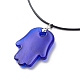 Blaue Bunte Malerei-Halskette mit bösem Blick-Anhänger und gewachster Kordel für Damen NJEW-JN03955-02-6