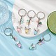 Porte-clés en perles acryliques ange avec breloques en résine opaque à fleurs KEYC-JKC00533-5