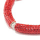 Bling strass en pâte polymère tube incurvé perles bracelet extensible pour les femmes BJEW-JB07490-04-5