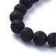 Bracelets extensibles à perles rondes en pierre de lave naturelle BJEW-JB05118-4