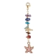 Breloques en alliage d'émail en alliage d'étoile de mer/coquille/tortue et décoration de pendentif en perles de puces de pierres précieuses de 7 chakra HJEW-JM01205-2