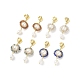 4 Pair 4 Style Natural Mixed Gemstone & Shell Pearl Beaded Flower Dangle Stud Earrings EJEW-JE05076-1