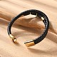 Многониточные браслеты из кожаного шнура с бусинами из натурального лавового камня BJEW-A009-05G-4