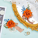 Craspire 2 Stück 2-Stil-Seidentuch und Kunststoff-Blumenimitat-Ansteckblume für Ansteckblume und Handgelenk-Ansteckblume JEWB-CP0001-27B-3