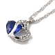 Resin Heart Pendant Necklace with Singapore Chains NJEW-C003-01A-1
