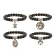 Bracelet extensible perles rondes en pierre de lave naturelle BJEW-JB07461-1