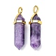 Natural Lepidolite/Purple Mica Stone Pointed Pendants G-G025-01G-30-2