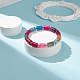 Natural Multi-Color Agate Column Beaded Stretch Bracelet BJEW-JB08658-01-2