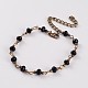 Antique Bronze Iron Glass Bead Anklets AJEW-AN00140-2