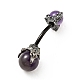 Natural Amethyst Beaded Curved Barbell X-AJEW-G042-04B-2