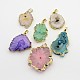 Nuggets Dyed Natural Druzy Agate Pendants G-P067-32M-1