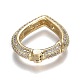 Brass Micro Pave Clear Cubic Zirconia Spring Gate Rings ZIRC-F120-009G-3