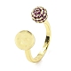 Открытое кольцо-манжета с кубическим цирконием и цветком RJEW-H218-01G-04-1