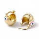 Brass Enamel Evil Eye Half Hoop Earrings EJEW-A093-03G-M-3