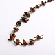 Handmade Natural Tiger Eye Chips Beads Chains for Necklaces Bracelets Making AJEW-JB00044-03-1