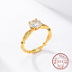 クリアキュービックジルコニアダイヤモンドフィンガーリング  スターリングシルバーの指輪925個  ゴールドカラー  usサイズ8（18.1mm） MS4914-3-3