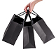 クラフト紙袋ギフトショッピングバッグ  ナイロンコードハンドル付き  長方形  ブラック  22x10x18cm ABAG-E002-10A-4
