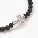 Braccialetti elasticizzati con perle di roccia lavica naturale BJEW-JB03823-02-2