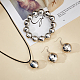 Anattasoul alliage boule disco bracelet extensible perlé et boucles d'oreilles et collier pendentif SJEW-AN0001-08-7